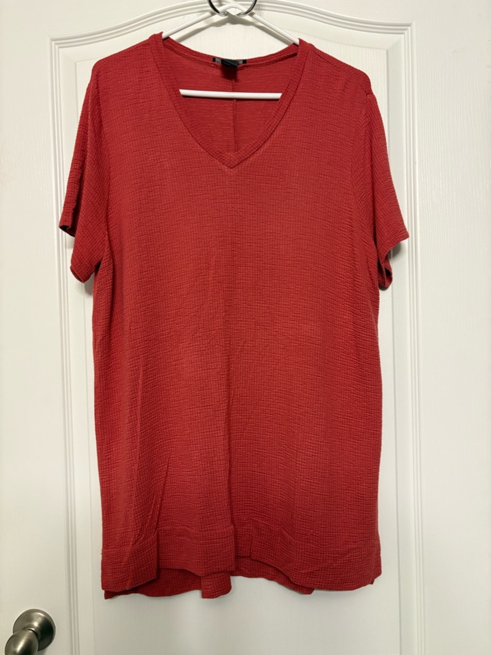 Adrianna Papell Textured V-Neck Short Sleeve Tunic